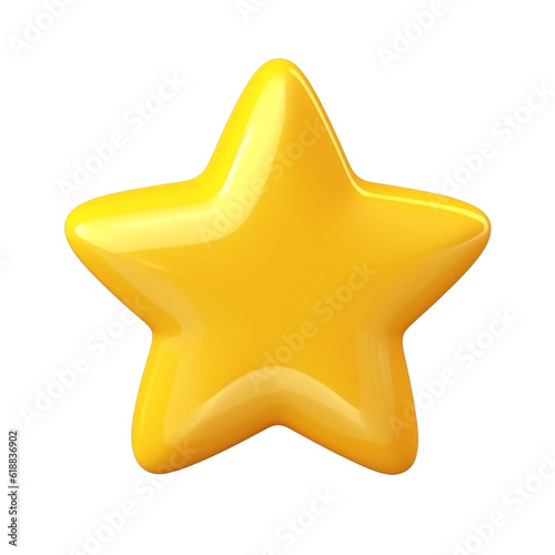 Yellow shiny star. 3d icon created with Generative Ai technology