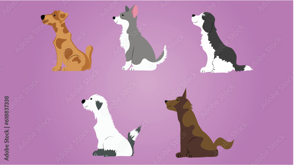 Sitting dogs vectors Collection