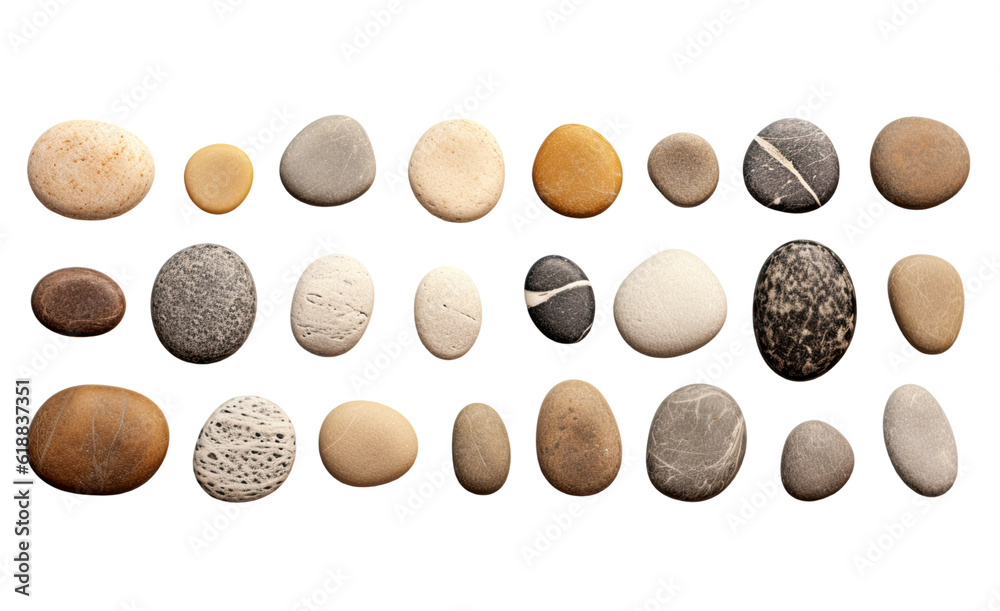 collection of river rocks isolated on a transparent background, generative ai collection of river rocks isolated on a transparent background, generative ai