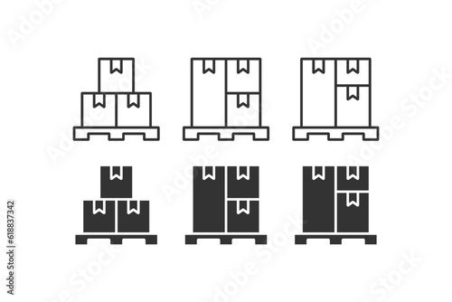 Pile of stacked sealed goods cardboard boxes icon. Vector illustration design.