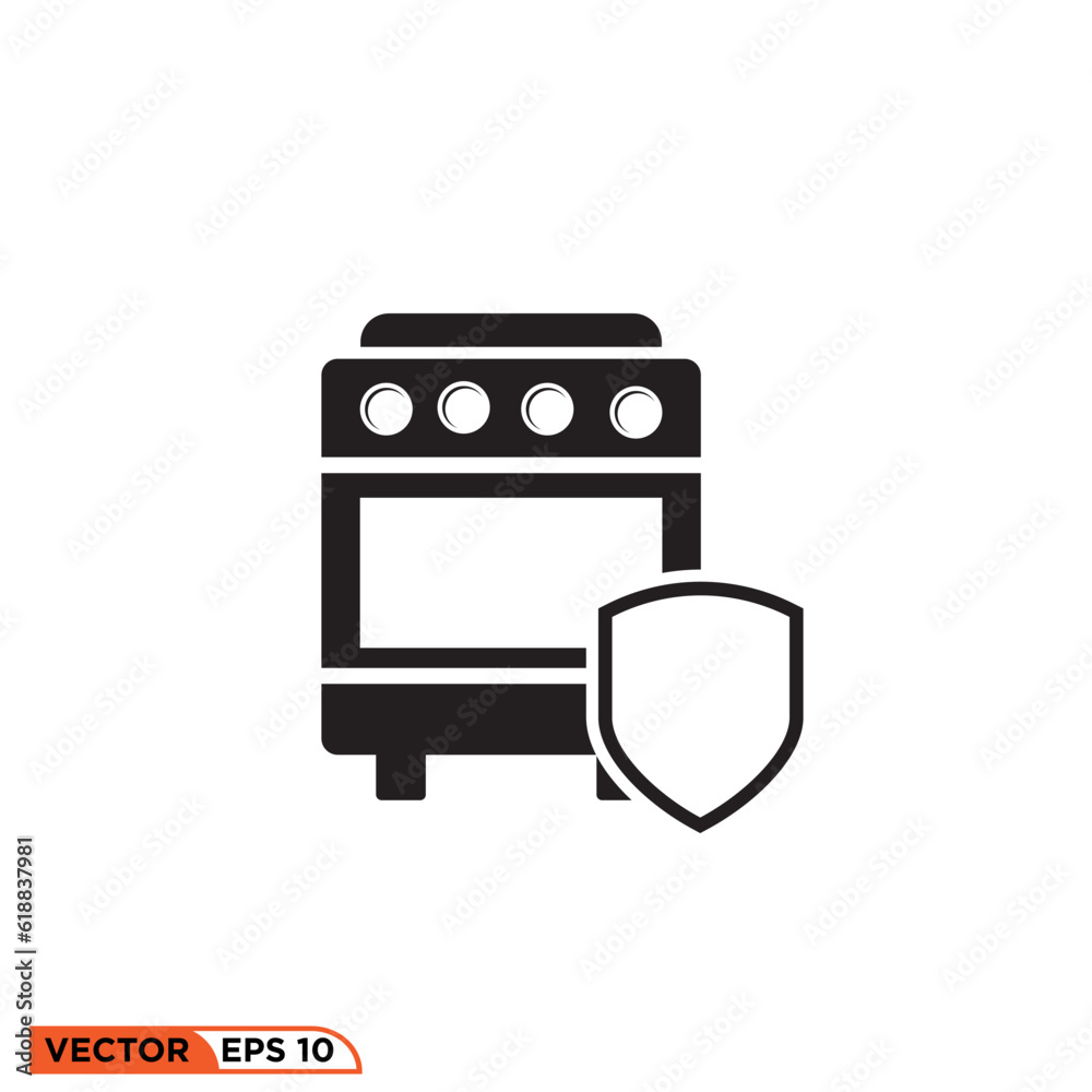 Oven shield icon vector graphic of template Oven shield icon vector graphic of template