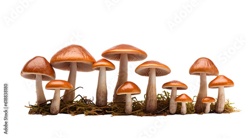 collection of mushrooms isolated on a transparent background, generative ai