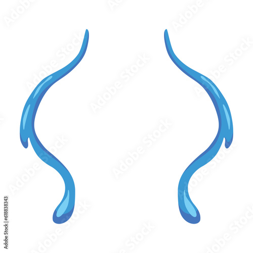 Cartoon tear drops icon. Sorrow cry streams, tear blob. Crying fluid, falling blue water drops. Isolated vector for sorrowful character weeping expression. Wet grief droplets