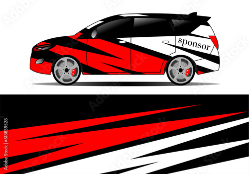 black and red base colorVan wrapper design. Wrap  sticker  and decal design in vector format