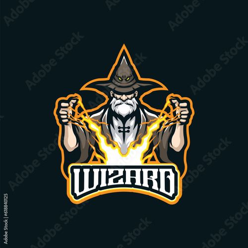 Wizard mascot logo design vector with modern illustration concept style for badge, emblem and t shirt printing. Wizard illustration for sport and esport team.