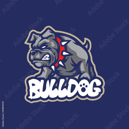 Bulldog mascot logo design vector with modern illustration concept style for badge, emblem and t shirt printing. Angry bulldog illustration for sport and esport team.