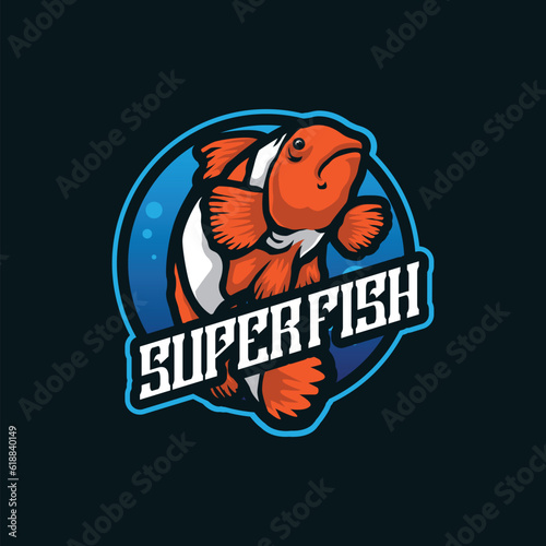 Super fish mascot logo design vector with modern illustration concept style for badge, emblem and t shirt printing. Beauty fish illustration.