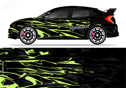 Green abstract racing sports car for the design of sticker wrap and vehicle livery