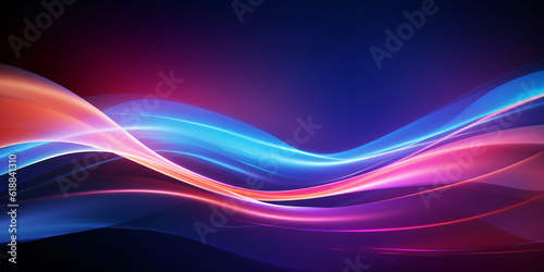 Abstract background with neon colorful rays of light created with AI