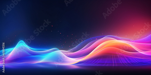 Abstract background with neon colorful rays of light created with AI