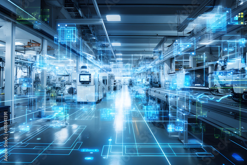 Tableau sur toile Smart factory with connected infrastructure