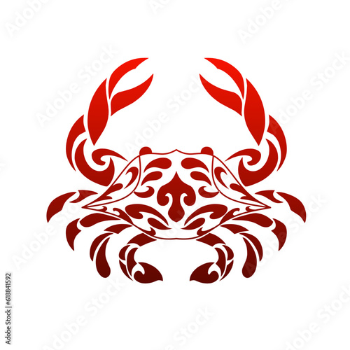 Illustration vector graphic of tribal art crab design for tatto 