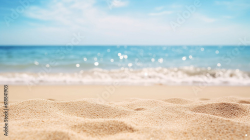 Summer beach background with copy space for text. Summer vacation concept. Tourism travel concept. Summer background concept. Concept of copy space for text or product mockup.
