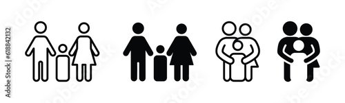 Family icon symbol in line and flat style on white background for apps and website. Vector illustration