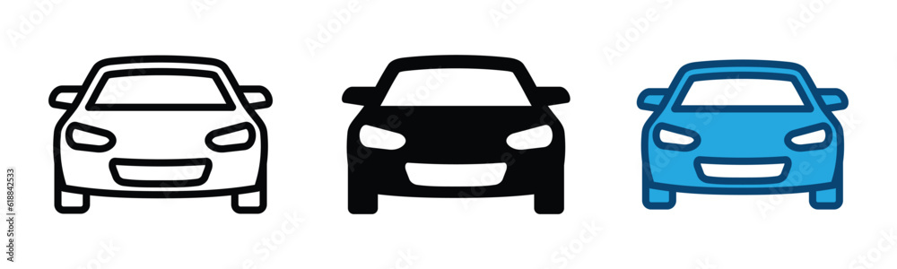 Car icon in line and flat style. Vehicle, transportation symbol. Vector illustration