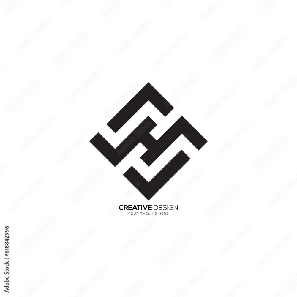 Rectangle shape letter H modern unique monogram creative logo. H logo. H line art logo