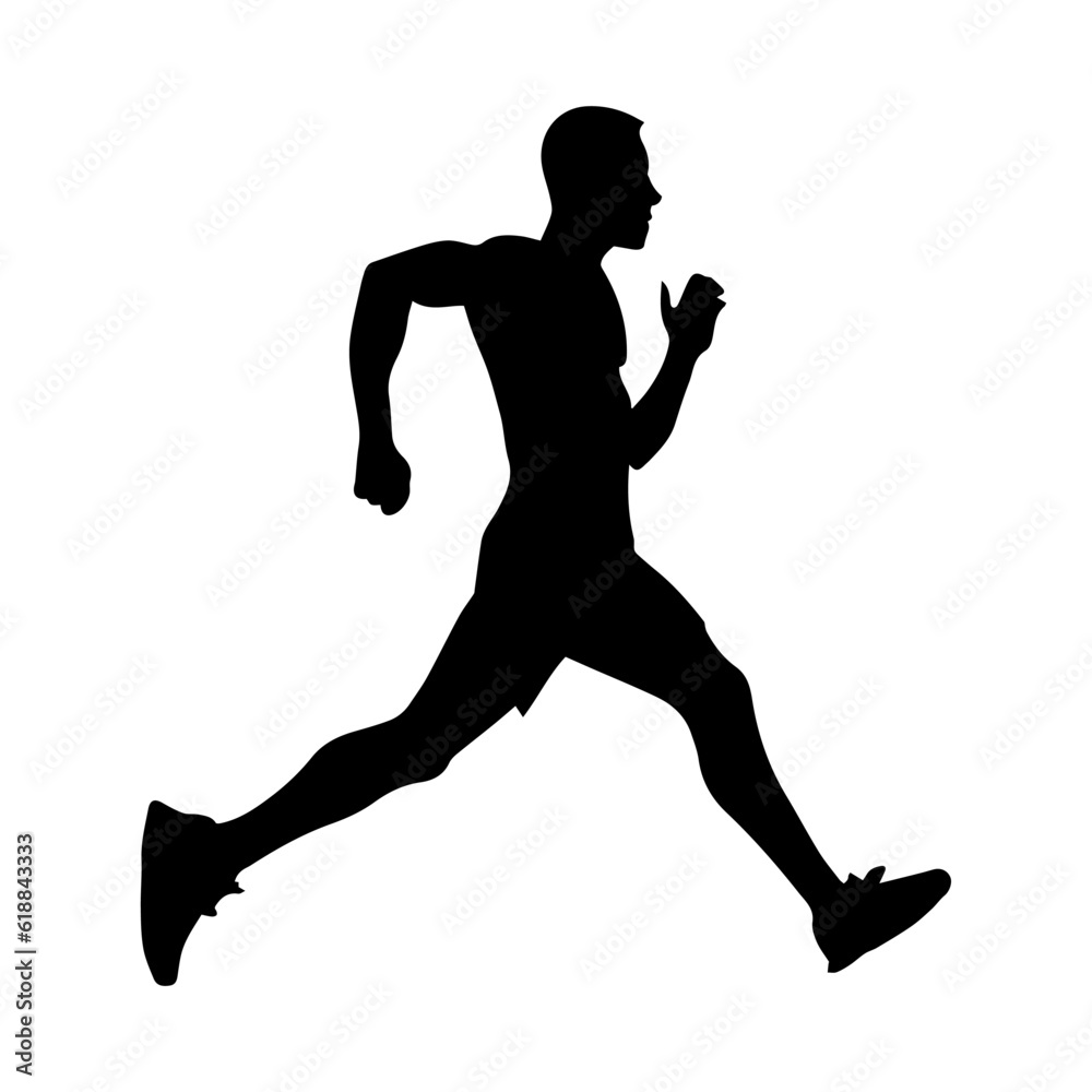 Vector illustration. Figure of a runner doing sports. Runs