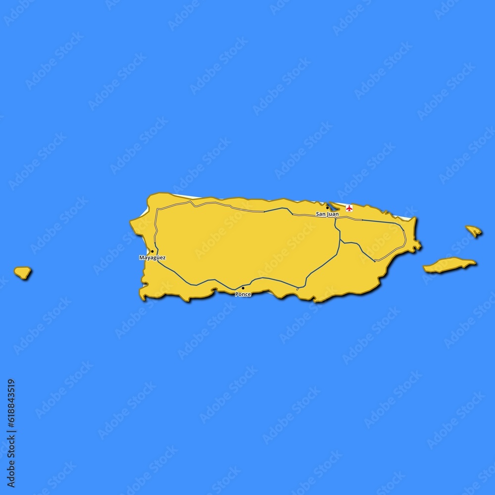 Map of Puerto Rico with main roads and highways Stock Illustration Adobe Stock