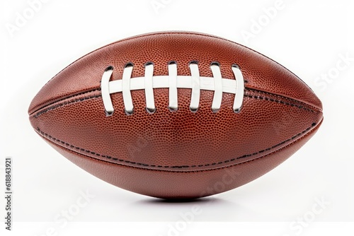 A close up of a football on a white background created with Generative AI technology
