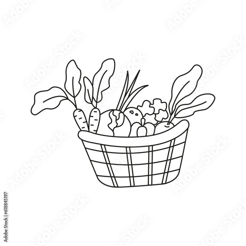 Vector illustration of basket of vegetables