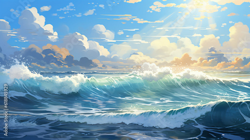 Canvas Print 夏のリゾートビーチのアニメ背景