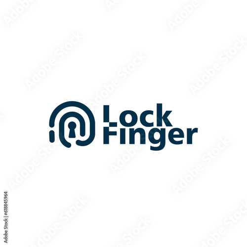 finger print fingerprint lock security safe logo vector illustration icon