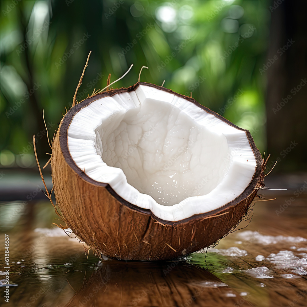 Open coconut in a tropical location Open coconut in a tropical location