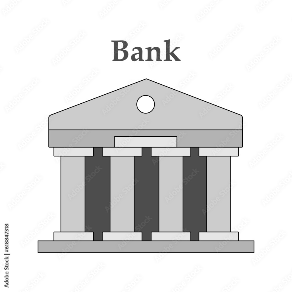 The bank building is made on a white background and in vector style The bank building is made on a white background and in vector style