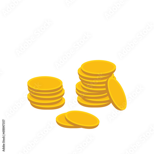 A bunch of coins on a white background. Vector illustration