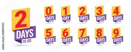 Countdown left days banner. count time sale. Nine, eight, seven six five four three two one zero days left. Vector illustration