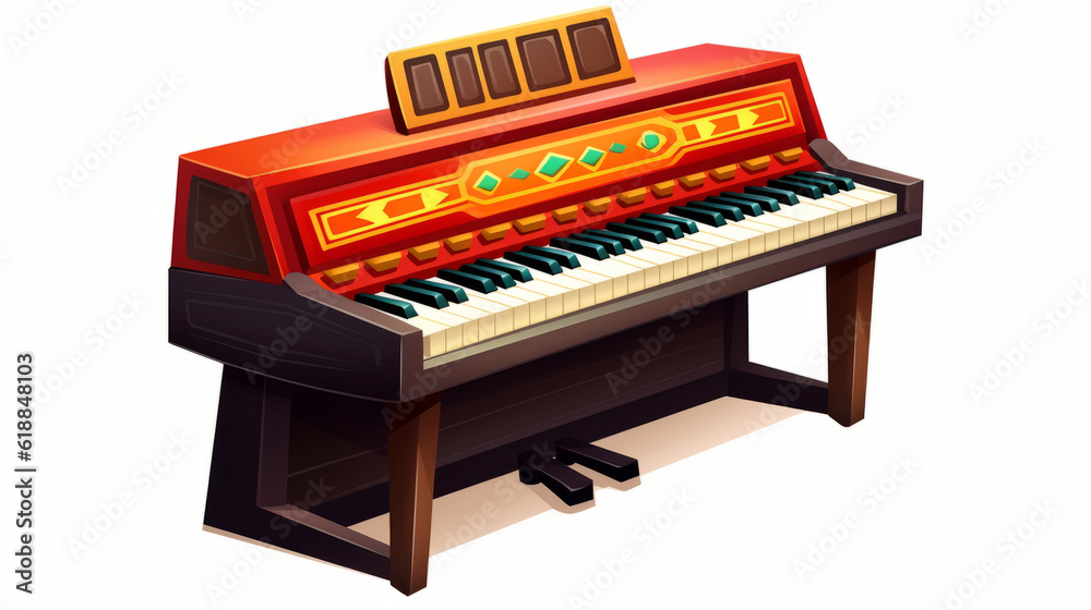 Colorful piano music instrument illustration isolated on white background