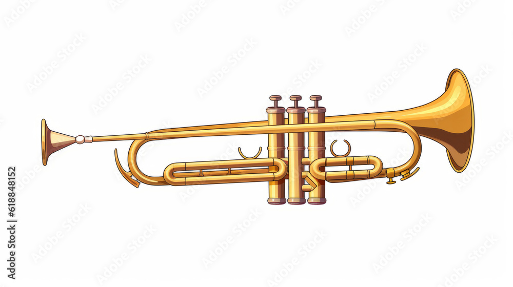Trumpet music instrument colorful illustration isolated on white background