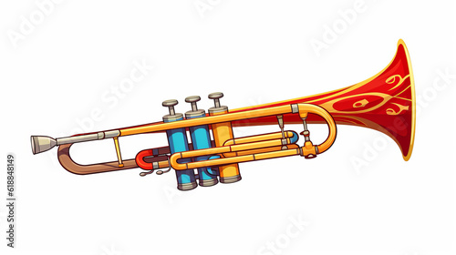 Trumpet music instrument colorful illustration isolated on white background