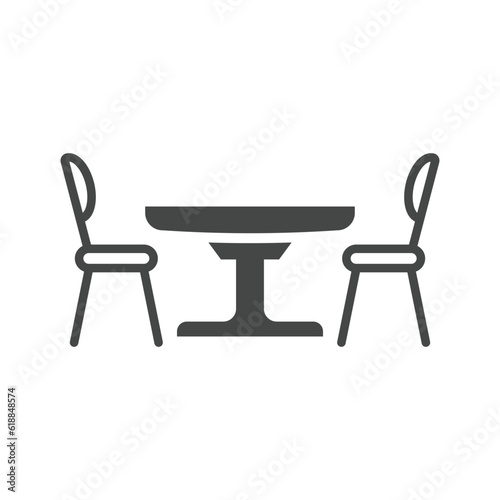 dining table and chairs line icon . vector table and chair set . illustration 10 Eps 