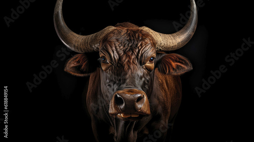 bull's head on a black background. Generative AI.1 (1)