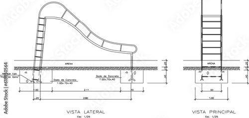 Vector sketch illustration of child swing play design in city field playground