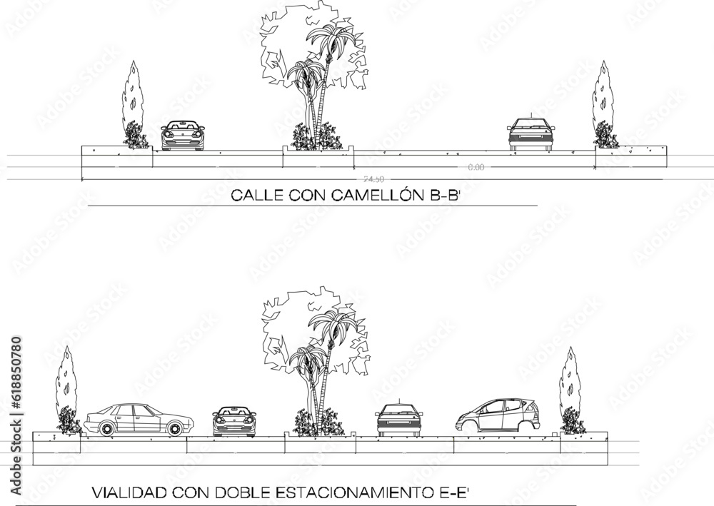 Highway Section Vector sketch illustration of detailed highway section design with ...