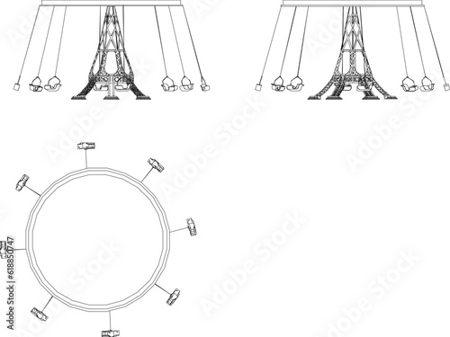 Vector sketch illustration of detailed design of playground equipment swing fair for little boy playing