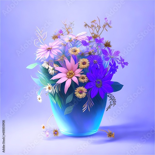 美しい花瓶と花　AI