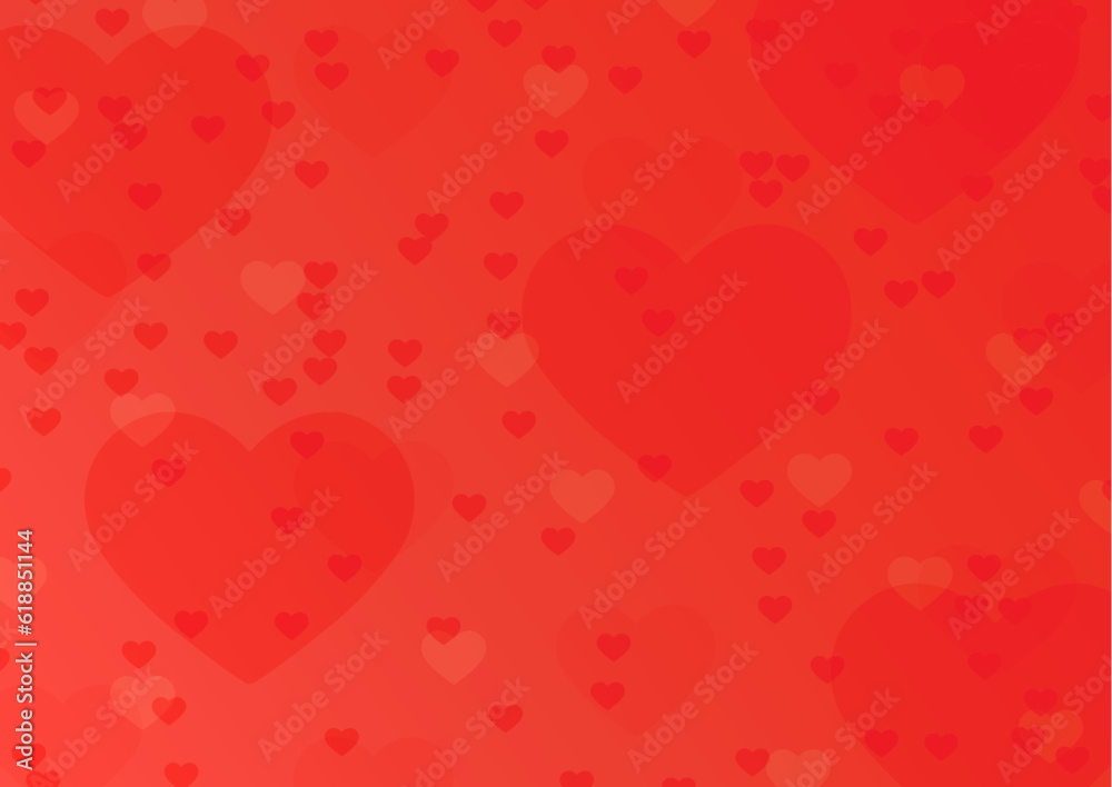 Red gradient background with bokeh hearts, Valentine's day greetings