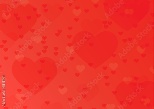 Red gradient background with bokeh hearts, Valentine's day greetings