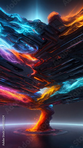 abstract colorful cloud  of paint  vertical  background with generative AI technology