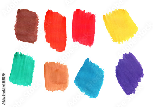 set of multi-colored brush strokes, imitation gouache paint