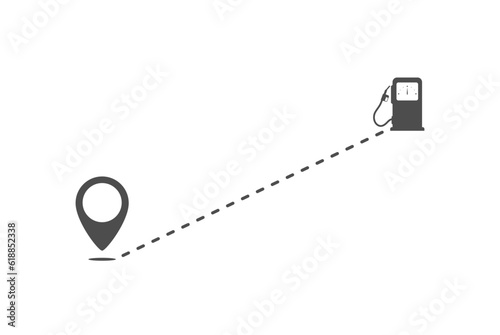Icon of the route from point to filling stations.