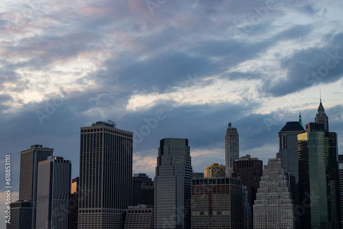 Office Building Skyscrapers in the Lower Manhattan Skyline during the Evening in New York City