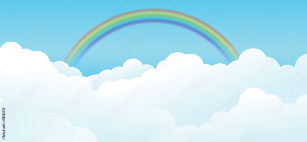 雲と虹の背景イラスト