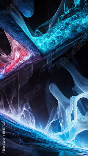 abstract colorful glowing  liquid smoke  vertical  background with generative AI technology