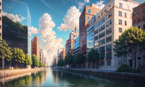 city building canal cityscape landscape  generative  generative ai  ai