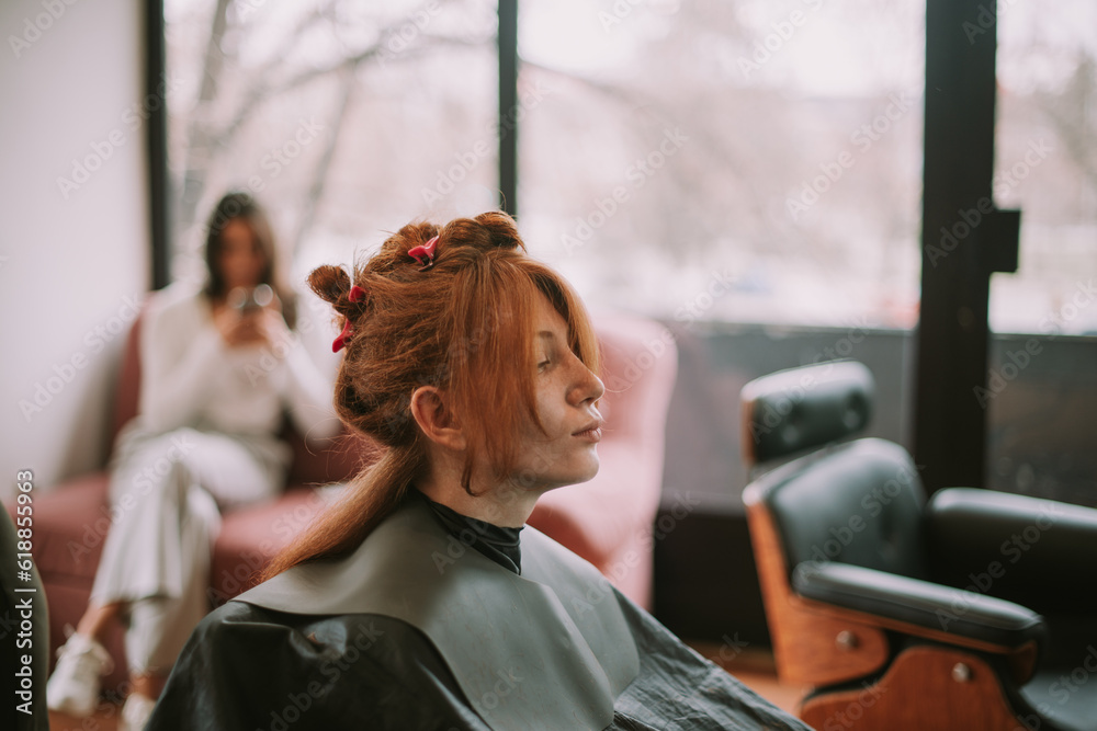 Red head at the hair salon Red head at the hair salon