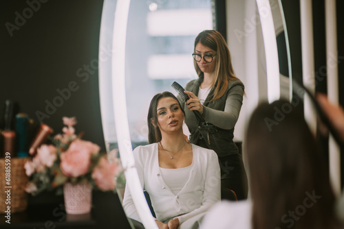 Talking at the hair salon photo